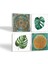 Yaprak, Lotus Çiçeği, Yaşam Çiçeği Taş Bardak Altlığı – 4’lü Set, 10x10 cm Dekoratif Masaüstü Koruyucu Doğaltaş Altlık |SC429| 2