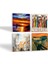 Dalí Amerika’nın Keşfi, Çığlık, Yerli Kadınlar, Deniz Manzarası Taş Bardak Altlığı – 4’lü Set, 10x10 cm Dekoratif Masaüstü Koruyucu Doğaltaş Altlık |SC437| 2