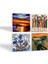 Çini Sanatı Yelkenli Gemi, Çığlık, Yerli Kadınlar, Deniz Manzarası Taş Bardak Altlığı – 4’lü Set, 10x10 cm Dekoratif Masaüstü Koruyucu Doğaltaş Altlık |SC443| 2
