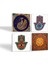 Stone Tavus Kuşu, Sri Yantra, Fatma Ana Eli (Hamsa) Taş Bardak Altlığı – 4’lü Set, 10x10 cm Dekoratif Masaüstü Koruyucu Doğaltaş Altlık |SC258| 2