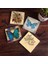 Stone Vintage Çiçek, Kelebek Taş Bardak Altlığı – 4’lü Set, 10x10 cm Dekoratif Masaüstü Koruyucu Doğaltaş Altlık |SC452| 1