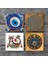 Nazar, Yaşam Çiçeği, Şahmeran Taş Bardak Altlığı Masaüstü Koruyucu Altlık 4 Parça Set 10x10cm Stone Coasters SC469 3