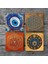 Nazar, Yaşam Çiçeği, Sri Yantra Taş Bardak Altlığı Masaüstü Koruyucu Altlık 4 Parça Set 10x10cm Stone Coasters SC472 3