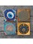 Nazar, Yaşam Çiçeği Taş Bardak Altlığı Masaüstü Koruyucu Altlık 4 Parça Set 10x10cm Stone Coasters SC474 3