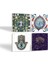 Stone Hayat Ağacı, Çini Sanatı, Fatma Ana Eli (Hamsa) Taş Bardak Altlığı – 4’lü Set, 10x10 cm Dekoratif Masaüstü Koruyucu Doğaltaş Altlık |SC484| 2