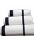 Penye Banyo Havlu Takımı 3lü Set 30X50 50X90 90X150 Beyaz / Lacivert 2