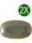 Porselen Sage Snell Gourmet Oval Kayık Tabak 24 x 14 cm 2'li Takım 1
