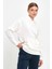 Kadın Kapüşonlu Fildişi Basic Hoodie Sweatshirt 3