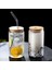 6 Bambu Kapaklı Ve 6 Cam Pipetli 6 Adet Set Içme Bardağı, 16oz Şekilli Cam Bardak, Şeffaf Buzlu Kahve Fincanı (Yurt Dışından) 4