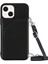 İphone 15 Kart Tutucu Arka Kasa Deri+Tpu Kickstand Kapağı Omuz Kayış-Siyah (Yurt Dışından) 1