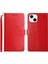 Iphone 15 Için Telefon Kılıfı Plus Y Şeklinde Hat Baskı Pu Deri Cüzdan Standı Anti-Drop Kapak Kırmızısı (Yurt Dışından) 1