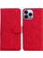 Pu Deri+Tpu Telefon Kapağı Iphone 15 Pro 15 Stand Telefon Kabuğu Cüzdan Düz Renk Mobil Kapak-Kırmızısı (Yurt Dışından) 1