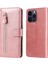 Iphone 15 Pro Max Anter Klak Ballaf Dokusu Telefon Kılıfı Zipper Cep Cüzdan Katlanabilir Stand Kapak Pembe (Yurt Dışından) 1