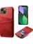 İphone 15 Plus Telefon Kasası Çift Kart Yuvaları Telefon Kapağı Anti-Çizelge Pu Deri Kaplamalı Pc Koruyucu Arka Kasa-Kırmızı (Yurt Dışından) 1