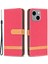 Iphone 15 Pl Deri+Tpu Telefon Kılıfı Kot Cezası Ekleme Cüzdan Stand Anti-Çizik Kapak Kırmızısı (Yurt Dışından) 1