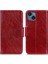Iphone 15 Bölünmüş Deri Telefon Kılıfı Nappa Doku Stand Cüzdan-Kırmızılı Damla Koruyucu Koruyucu Kapak (Yurt Dışından) 1