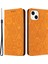Iphone 15 Için Cüzdan Kılıfı 15 Tamamen Sarılmış Pu Deri Retro Çiçek Impried Telefon Stand Kapak-Sarı (Yurt Dışından) 1