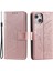 Iphone 15 Plus Mandala Çiçek Koruyucu Koruyucu Kılıf Pu Deri Cüzdan Stand Telefon Kapağı Strap-Rose Altın (Yurt Dışından) 1