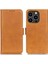 Iphone 15 Pro Max Tam Koruma Kapağı Pu Deri Cüzdan Stand Cowhide Doku Cep Telefonu Kılıf Sarı (Yurt Dışından) 1