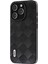 Iphone 15 Pro Pu Deri Kaplamalı Pc+Tpu Telefon Kılıfı Izgara Dokusu Bırak-Kötü Kapak Black (Yurt Dışından) 1