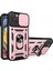 Iphone 15 Plus Fingerprint Anti Anti Telefon Kılıfı Pc+Tpu Kickstand Kapak Arka Lens Koruma-Rose Altın (Yurt Dışından) 1