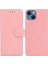 Iphone 15 Için Düz Renkli Cep Telefonu Kapağı Toz Geçirmez Telefon Kasası Standı Pu Deri Cüzdan-Pembe (Yurt Dışından) 1
