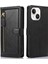 Iphone 15 Telefon Kasası Cüzdanı Fermuarlı Cep Şok Geçirmez Pu Deri Kabuk Flip Stant Telefon Kapağı-Siyah (Yurt Dışından) 1