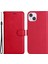 Iphone 15 Için Pu Deri Telefon Kapağı Artı Cüzdan Stand-Kırmızı İle Düz Renkli Telefon Kasası (Yurt Dışından) 1