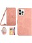 Iphone 15 Pro 15 Pro Pu Deri Stand Cüzdan Bump Kanıtı Baskılı Kılıf Omuz Kayışı Pembe (Yurt Dışından) 1