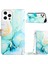 Iphone 15 Pro Marble Desen Telefon Kapağı Stand Standı Cüzdan Anti-Collacion Case-Yeşil (Yurt Dışından) 1