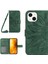 Iphone 15 Plus Plus Plus Kılıfı Deri Ayçiçeği Dışında Dışında Stand Kapağı Omuz Askılı-Karanlık Yeşil (Yurt Dışından) 1