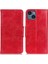 Iphone 15 Için Plus Deri Deri Çılgın At Doku Doku Bump Kanı Kılıf Stand Cüzdan Telefon Kapak-Kırmızı (Yurt Dışından) 1