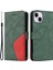 Iphone 15 Pu Derisi Stand Telefon Cüzdan Kılıfı Çift Renkli Ekleme Telefon Kapak Yeşil (Yurt Dışından) 1