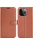 Iphone 15 Pro Max Anti-Cratch Litchi Doku Telefon Kapağı Cüzdan Flip Pu Deri Telefon Kahverengi (Yurt Dışından) 1