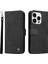 Iphone 15 Pro Max Cüzdan Için Cilt Touch Pu Deri Kılıf Cep Telefon Kapağı Baskılı Çizgiler Stand Kabuk Black (Yurt Dışından) 1