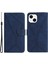 Iphone 15 Plus Cilt Touch Flip Stand Cüzdan Deri Kapak Baskılı Çizgi Telefon Kılıf Mavisi (Yurt Dışından) 1