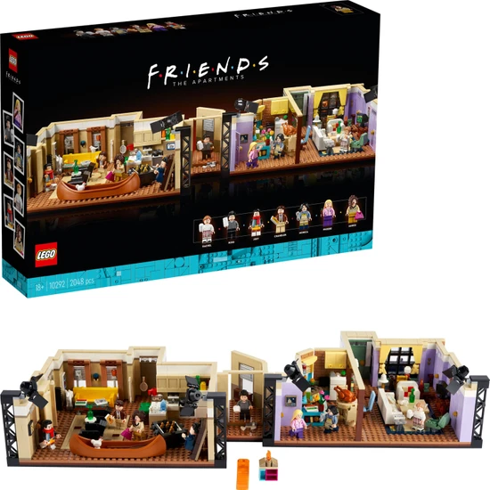 LEGO® Friends Daireleri 10292- Yetişkinler İçin Ünlü Televizyon Dizisi Friends Mini Figürleri İçeren Koleksiyonluk ve Sergilenebilir Yaratıcı Model Yapım Seti (2048 Parça)
