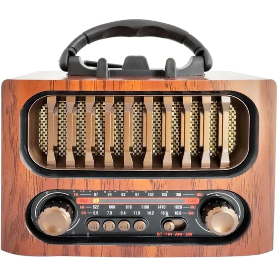Cameron Radyo Nostalji Şarjlı Pilli Bt/usb/sd/aux/fm Telefon Standlı Cameron CM-1966BT Kahverengi