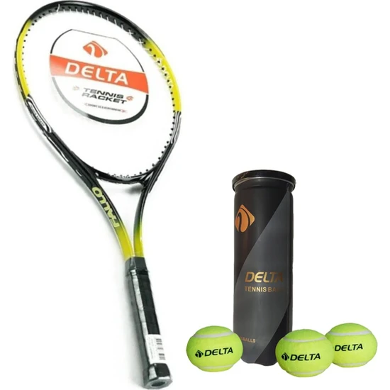 Delta Fallo 27 Inç L2 Grip Yetişkin Tenis raketi + Çantası + Vakumlu Tüp 3 Adet Tenis Maç Topu Seti
