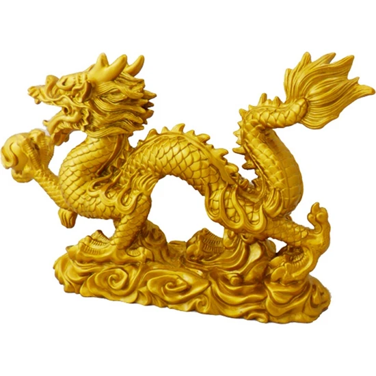 Gui xulian Çin Zodyak Altın Ejderha Heykeli Hayvan Dekorasyon Ev Dekorasyon (Yurt Dışından)