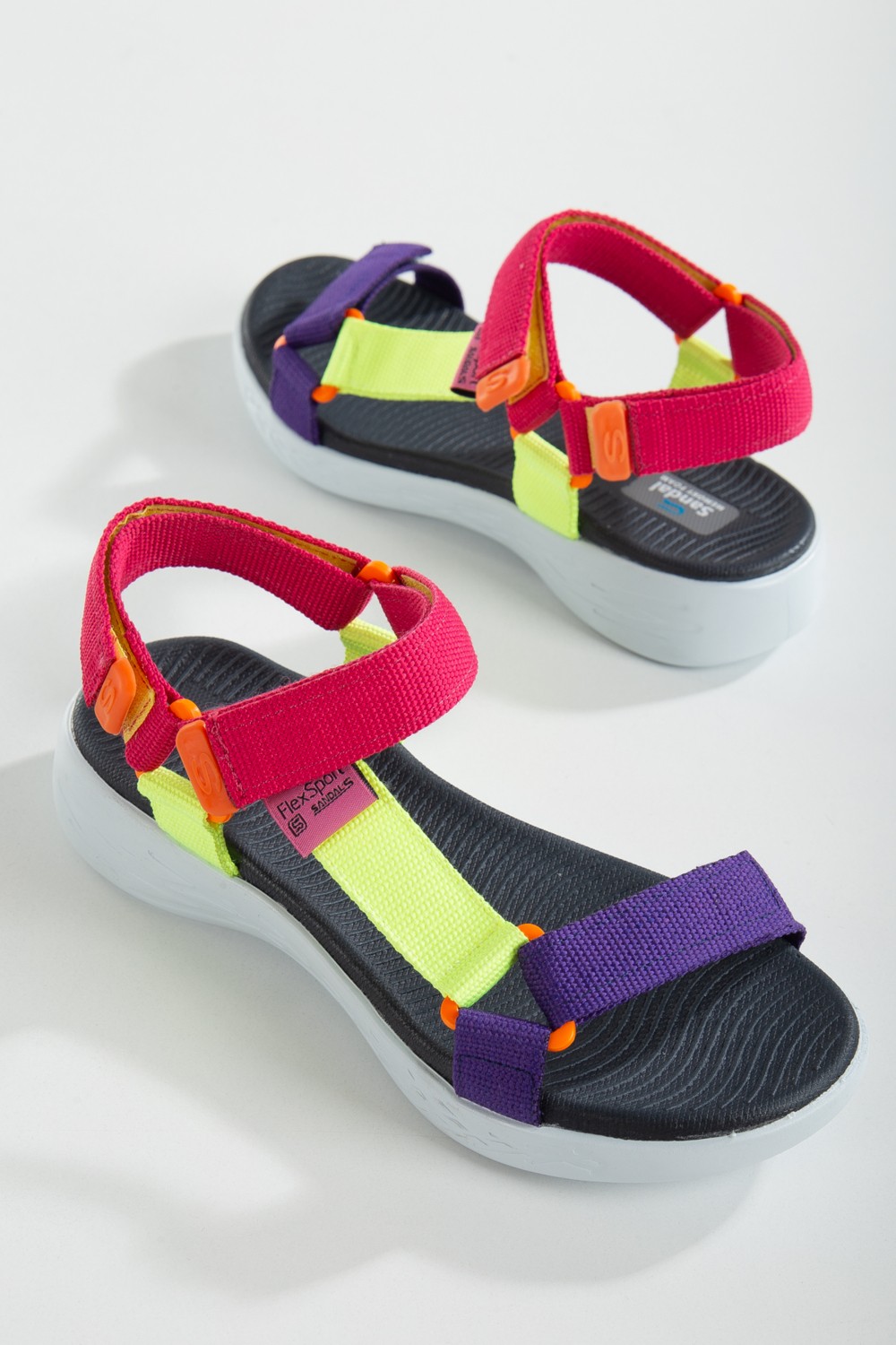 Sandal Spor Kadın Kısa Topuk Rahat Taban Cırtlı Günlük Spor Sandalet SS001-0158 Gri görsel 6