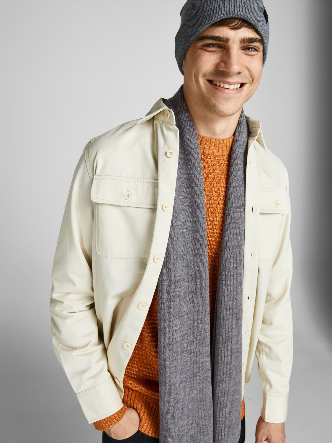 Jack & Jones Gri-Melanj Erkek Bere&atkı Seti 12163827