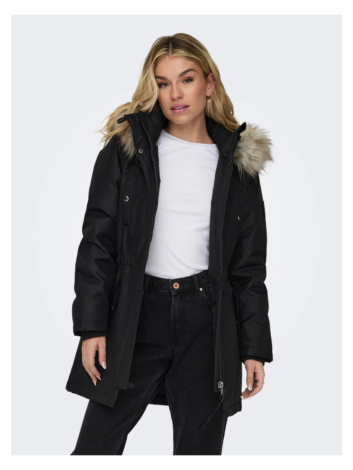 Only Kapüşonlu Siyah Kadın Parka 15304625