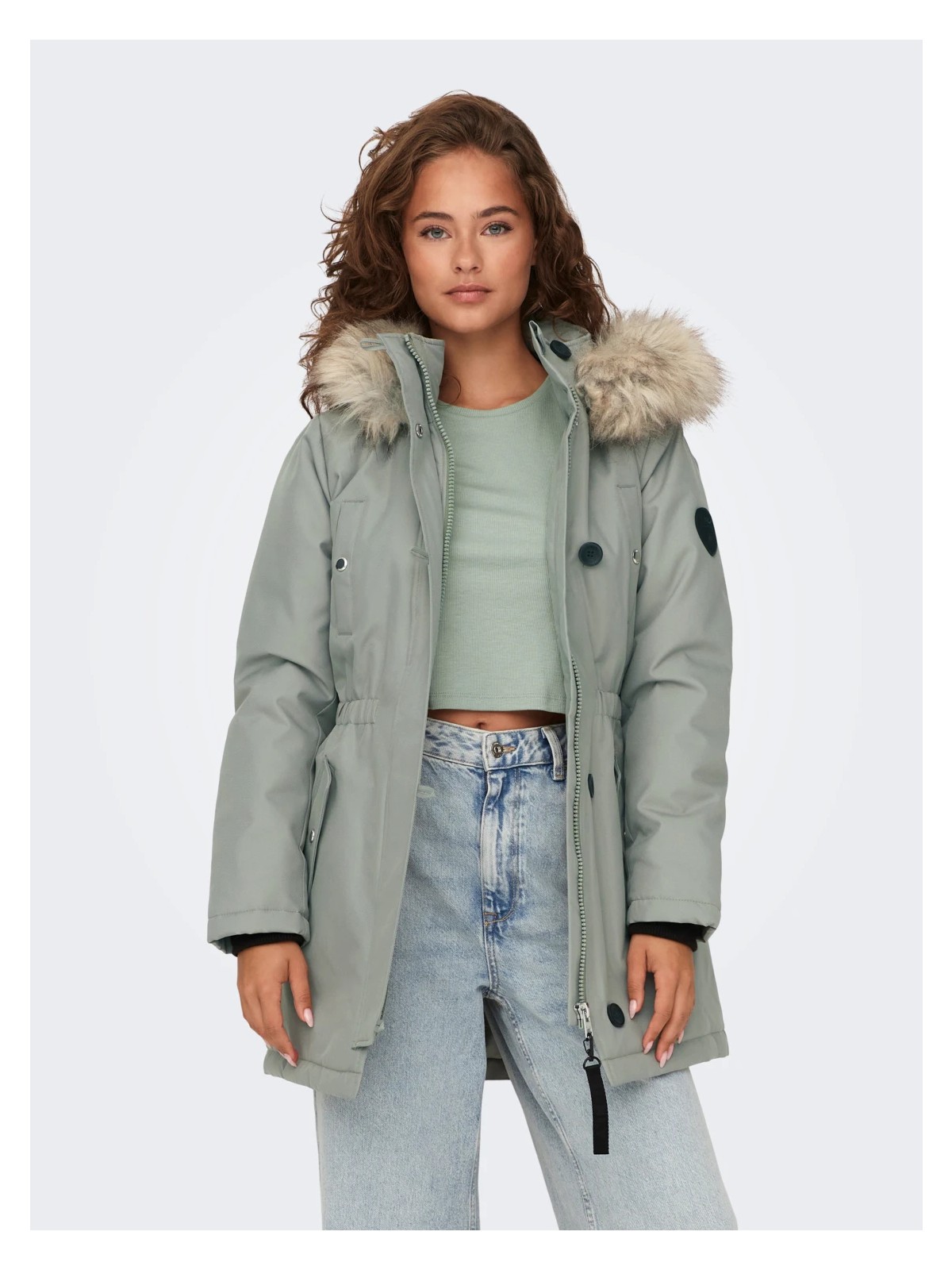 Only Kapüşonlu Yeşil Kadın Parka 15304625