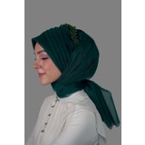 Elegance Scarf Hazır Şal 5-1 Geçmeli Drapeli Lüx Hayal Tül Kumaş Zümrüt Yeşili