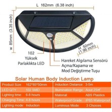 Ergin Toptan Solar Güneş Enerjili 102 Ledli 3 Modlu Hareket Sensörlü Oval Bahçe Lambası