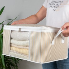 Nacarev 2 Adet Küçük Boy Pencereli Çizgi Desen Baskılı Baza Altı Dolap içi Düzenleyici Organizer Seti 40x30x20 cm
