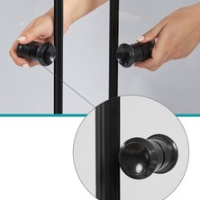 Sanica Tek Ön Cephe Duşakabin 1 Sabit 1 Kayar 5 mm Temperli Cam Siyah 115 cm Genişlik 188 cm H