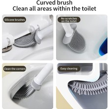 Breeze Düz Silikon Tuvalet Fırçası 2'Li Paket, Duvara Monte Tuvalet Fırçası, Tuvalet Fırçası Ve Tutucusu Ve Damlama Durdurucu Tabanı (Siyah + Beyaz) (Yurt Dışından)