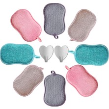 Breeze 8 Adet Yıkanabilir Mikrofiber Ovma Bulaşık Süngerleri + 2 Adet Yapışkan Kanca Antiyel Kokusuz Ekolojik Pedler Yapışmaz Tavalar Tavalar Tencereler Için Ideal (Yurt Dışından)